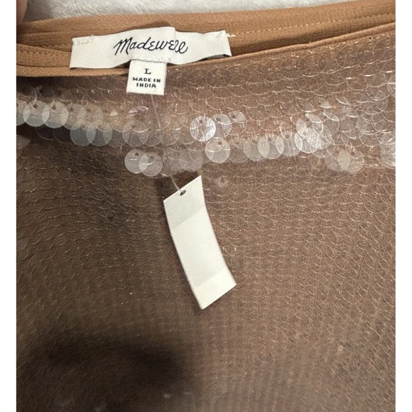 NEW Madewell Sequin‎ Cami Tank Top Womens Strappy Sparkle Square Neck Y2K Large - Picture 3 of 7